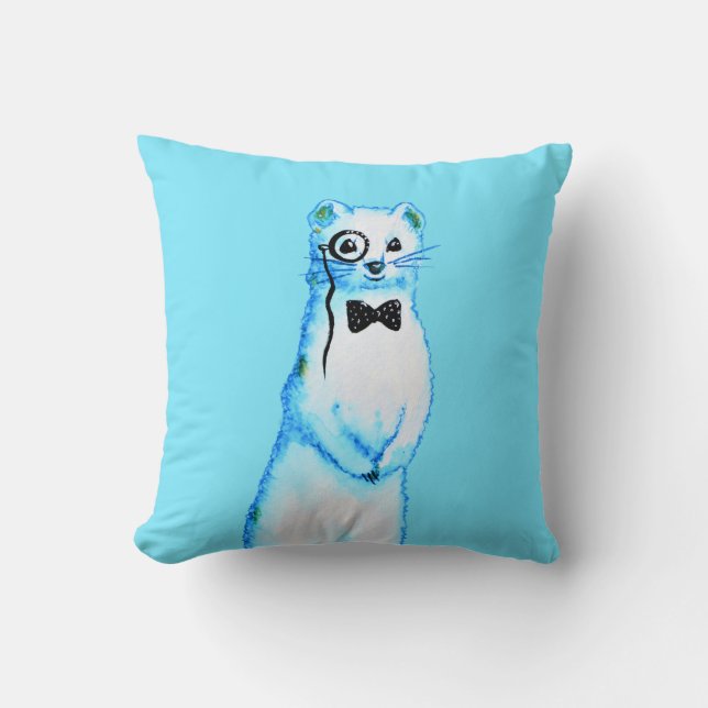 Coussin Stoat blanc Ermine Cute Ferret Lover Art (Recto)