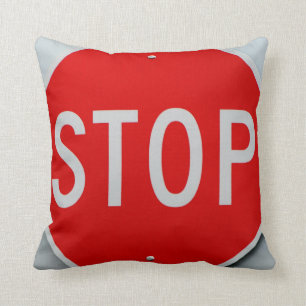 Coussin Stop Signal gris rouge et blanc