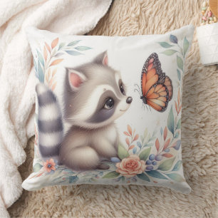 Coussin Storybook Woodland Babies Raccoon Et Papillon