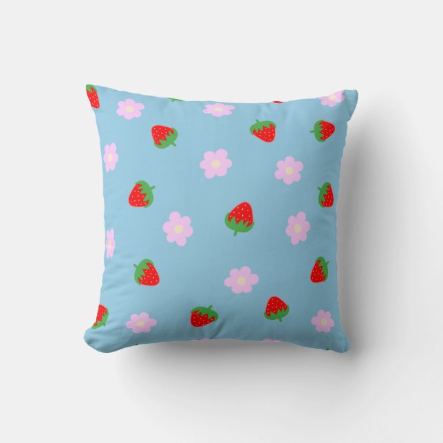 Coussin Strawberries & Flowers (Recto)