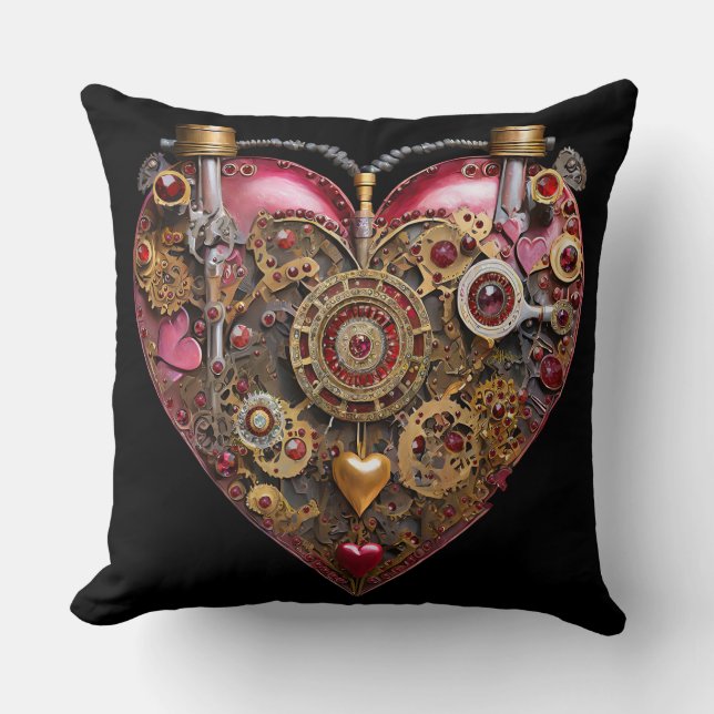 Coussin Streampunk Heart Ruby Valentine (Recto)