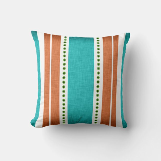 Coussin Stripes aqua orange funky cool (Recto)