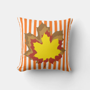 Coussin Stripes automnales citrouilles avec Feuilles
