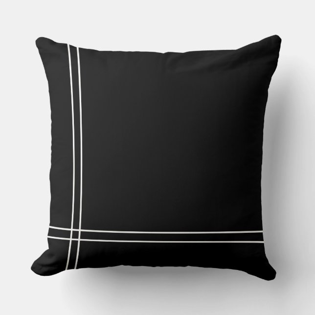 Coussin Stripes blanches noires minimalistes classiques (Recto)