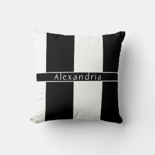 Coussin Stripes chic personnalisées noir et blanc