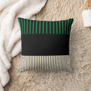 Coussin Stripes couleur - Vert, Crème et Noir
