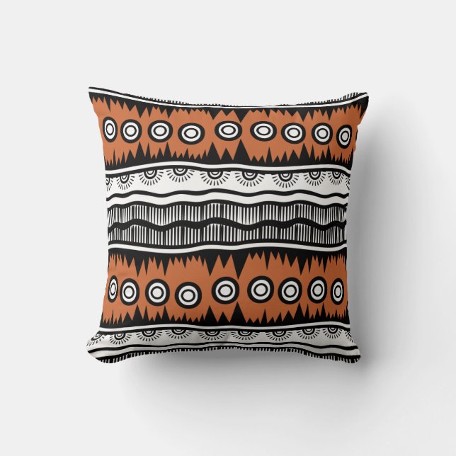 Coussin Stripes de ton Brown du Géographie indienne (Recto)