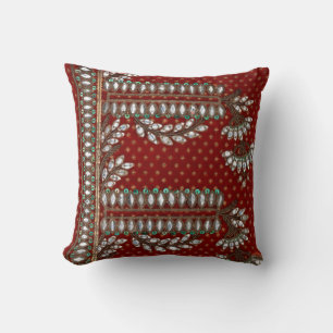 Coussin Stripes Floral Vintage Élégant Brocade Indien