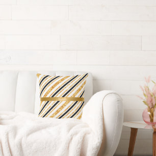 Coussin Stripes Gold Parties scintillant Black Boho Popula