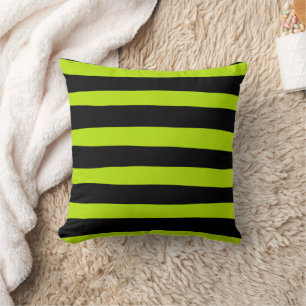 Coussin Stripes inégales - Lime vert et noir