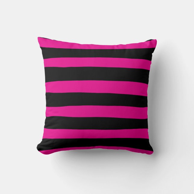 Coussin Stripes inégales - Magenta et noir (Recto)
