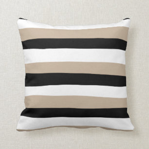 Coussin Stripes inégales - Taupe, noir et blanc