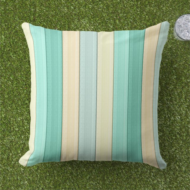 Coussin Stripes Pastel Mint Peach vertical géométrique (Herbe)