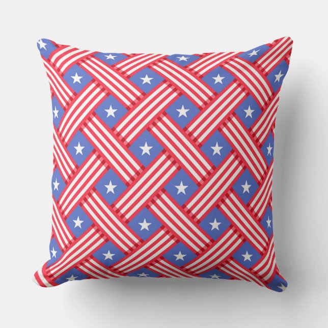 COUSSIN STRIPES PATRIOTIQUES ROUGE BLANC BLEU AMÉRICAIN ST (Recto)