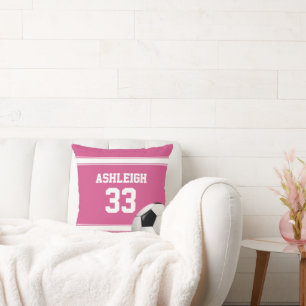 Coussin Stripes roses et blanches Jersey Soccer Ball