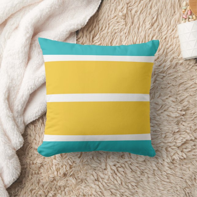 Coussin Stripes simples - Turquoise et jaune (Couverture)