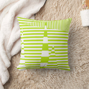 Coussin Stripes sur bandes - Lime vert et blanc