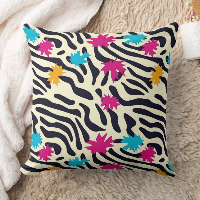 Coussin Stripes zébrées Abstraites avec pellicule de peint (Couverture)
