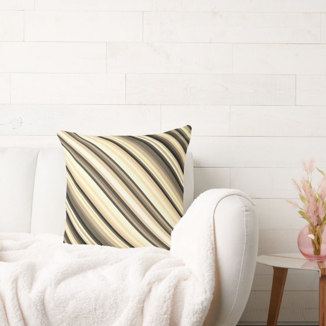Coussin Stripey Sepia Throw Pillow 20" x 20" (Canapé)
