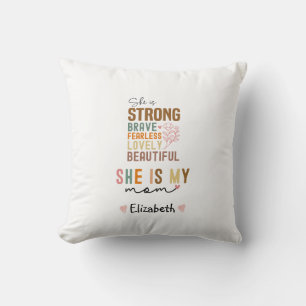 Coussin Strong Mom Retro Script Super fête des mères