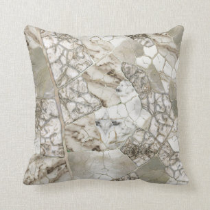 Coussin Structure Marbre blanc et feuille perle