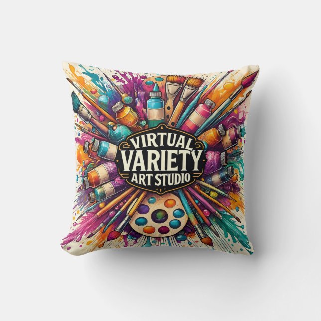 Coussin Studio d'art varié virtuel – Projections créatives (Recto)