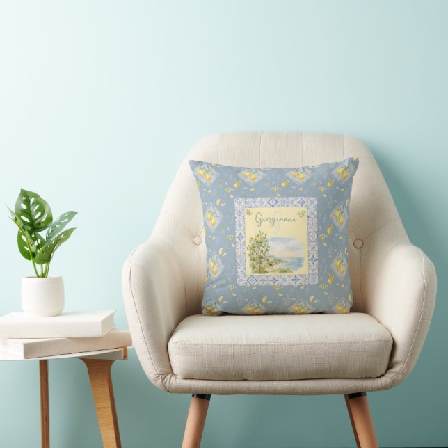 Coussin Studio Riviera italienne Aquarelle aérienne (Chaise)