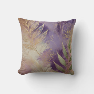 Coussin Style Abstrait d'artisanat feuille mauve-or19