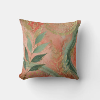 Coussin Style Abstrait de feuille d'or de la pêche 15