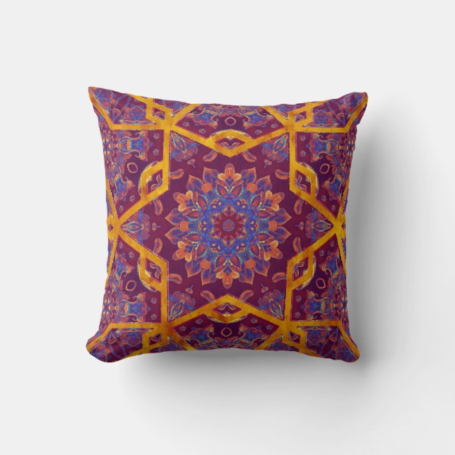 Coussin style arabe, aquarelle islamique sans couture moti (Recto)