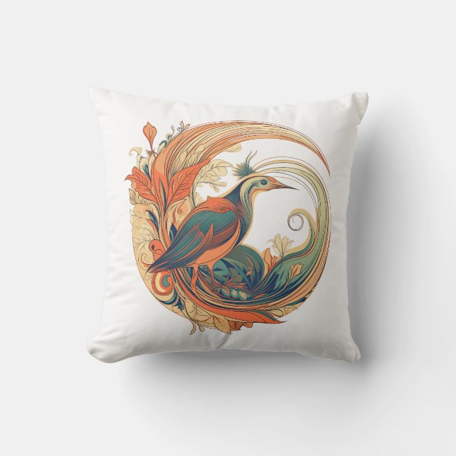 Coussin Style Art déco oiseau de Paradis design (Recto)