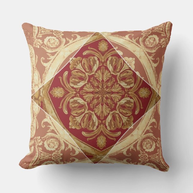 Coussin Style Baroque : Mara Trumpet Glory | Rouge Doré (Recto)