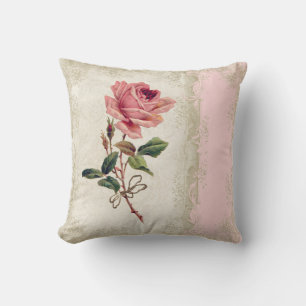 Coussin Style baroque Rose Vintage Blush n Crème Lace