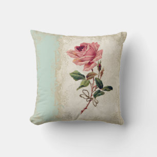 Coussin Style baroque Rose Vintage Mint n Crème Lace