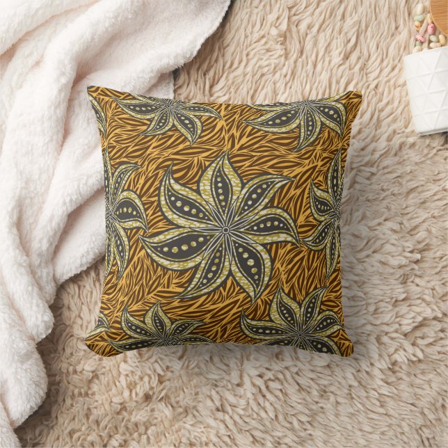 Coussin Style Batik Floral Abstrait africain (Couverture)