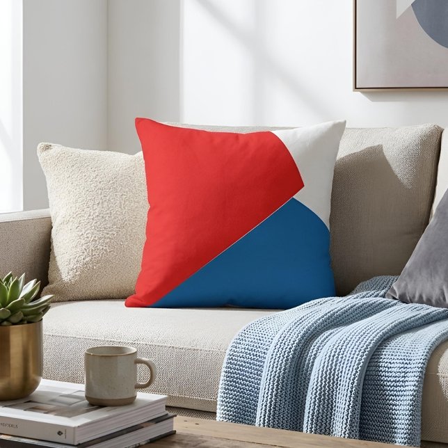 Coussin Style Bauhaus Rouge Blanc & Bleu Art Moderne (Créateur téléchargé)