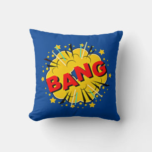 Coussin Style BD Pop Art Retro Bleu Jaune Rouge BANG