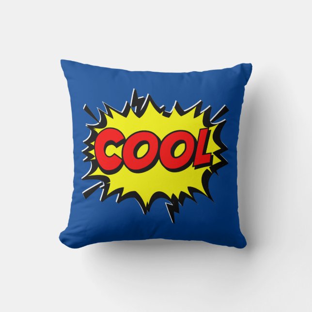 Coussin Style BD Pop Art Retro Jaune Rouge Bleu COOL (Recto)