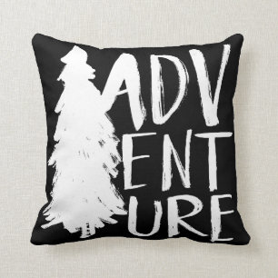 Coussin Style blanc de manuscrit de brosse de l'aventure