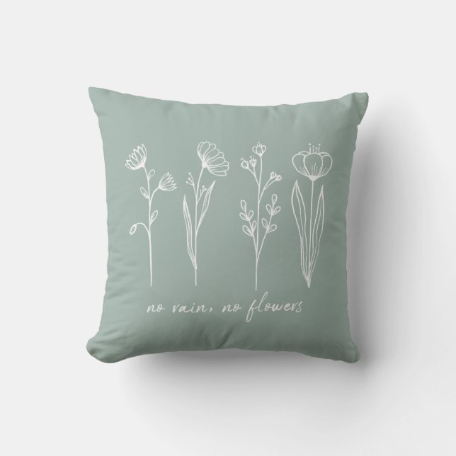 Coussin Style Boho Flower Inspiration Citation Sage Green (Recto)