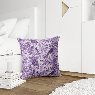 Coussin Style chalet français Toile de Jouy Violet