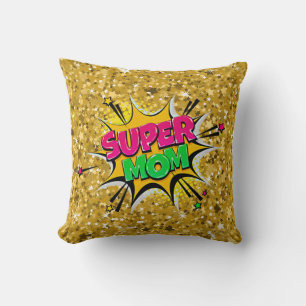 Coussin Style Comic Pop Art Retro Stars Rose Super Maman T