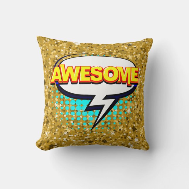 Coussin Style comique Pop Art Retro Stars rose BEAU Texte (Recto)