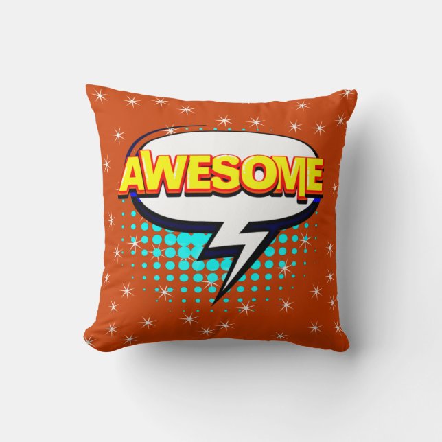 Coussin Style comique Pop Art Retro Stars rose BEAU Texte (Recto)