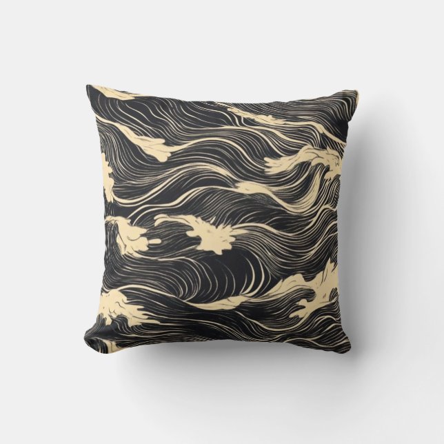 Coussin Style côtier Motif vague (Recto)