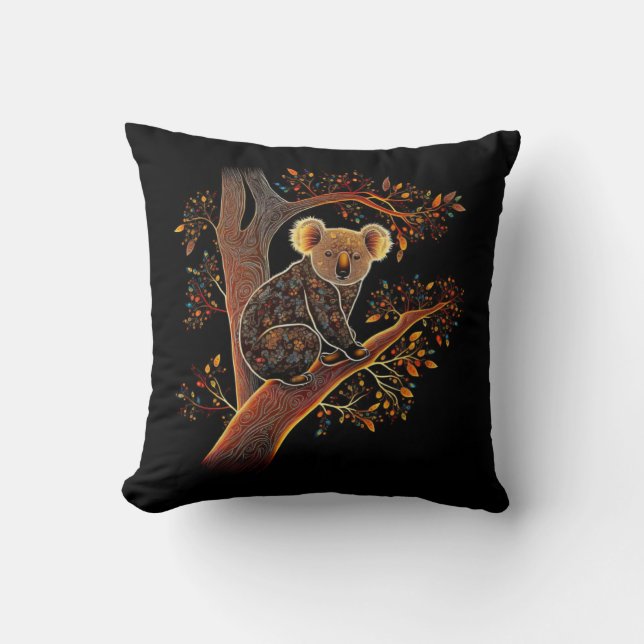 Coussin Style d'art aborigène Koala Jeu d'oreiller (Recto)
