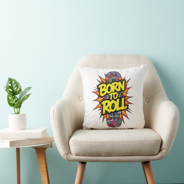 Coussin Style de bande dessinée rétro "Nés pour rouler" Sk (Chaise)