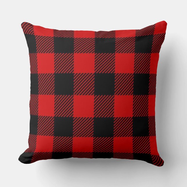 Coussin Style de bûcheron - tissu rouge + vos idées (Recto)