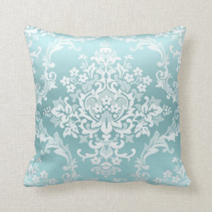 Coussin Style de damassé, bleu-clair