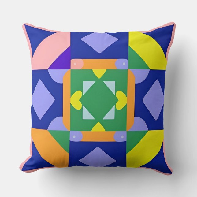 Coussin 🌸 Style de Maison Cosy Abstrait Géométrique Vibra (Recto)